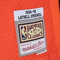 Men's Mitchell & Ness Latrell Sprewell Orange/Black New York Knicks 1998/99 Hardwood Classics Fadeaway Swingman Player Jersey