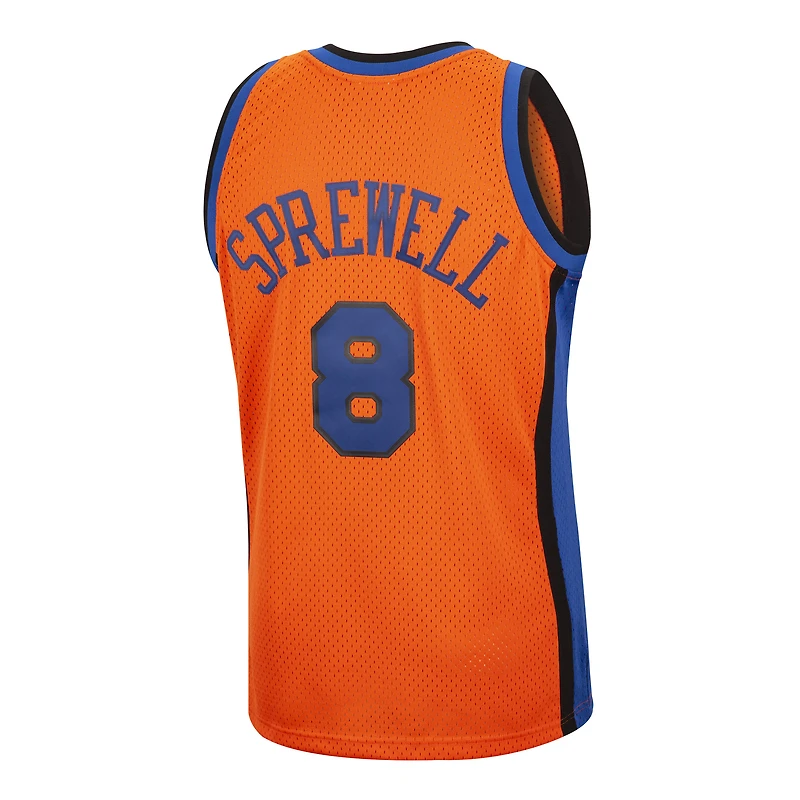 Men's Mitchell & Ness Latrell Sprewell Orange New York Knicks 1998/99 Lost on Mars Reload Swingman Jersey