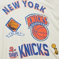 Men's Mitchell & Ness Oatmeal New York Knicks Hardwood Classics Legacy Defined Retro Championship T-Shirt
