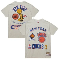T-shirt rétro de championnat Mitchell & Ness Oatmeal New York Knicks Hardwood Classics Legacy Defined pour homme
