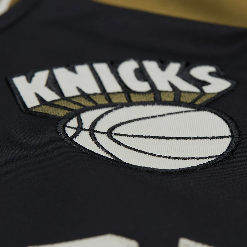 Men's Mitchell & Ness Olive/Black New York Knicks Clutch Satin Raglan Full-Snap Jacket