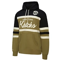 Men's Mitchell & Ness Olive/Black New York Knicks Double Clutch Head Coach Hoodie