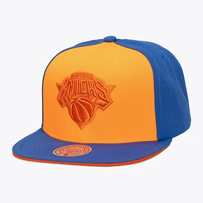 Men's Mitchell & Ness Orange/Blue New York Knicks Color Pop Snapback Hat