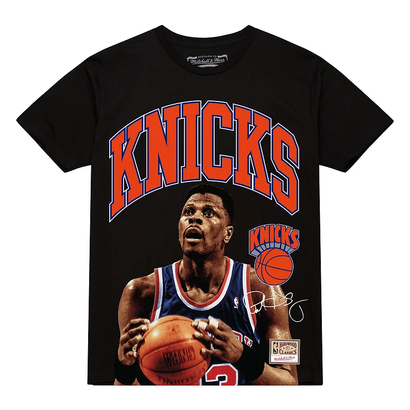 T-shirt noir Mitchell & Ness Patrick Ewing des New York Knicks Hardwood Classics Player Arch pour homme