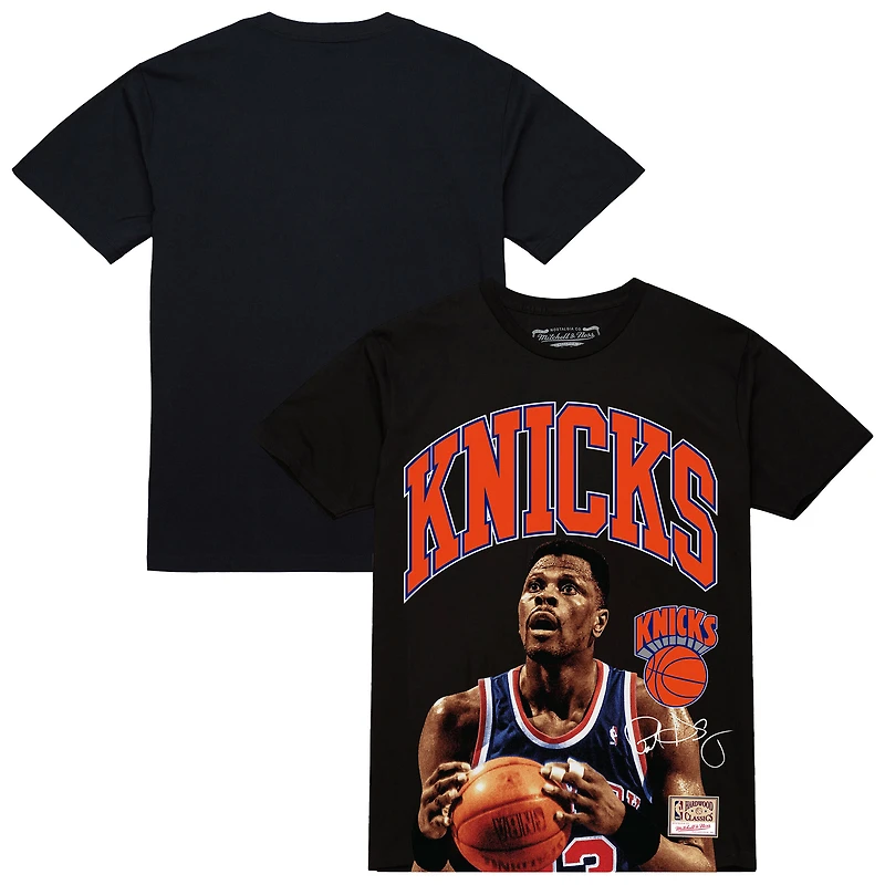T-shirt noir Mitchell & Ness Patrick Ewing des New York Knicks Hardwood Classics Player Arch pour homme