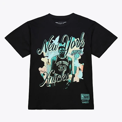 Men's Mitchell & Ness Patrick Ewing Black New York Knicks the City Player T-Shirt