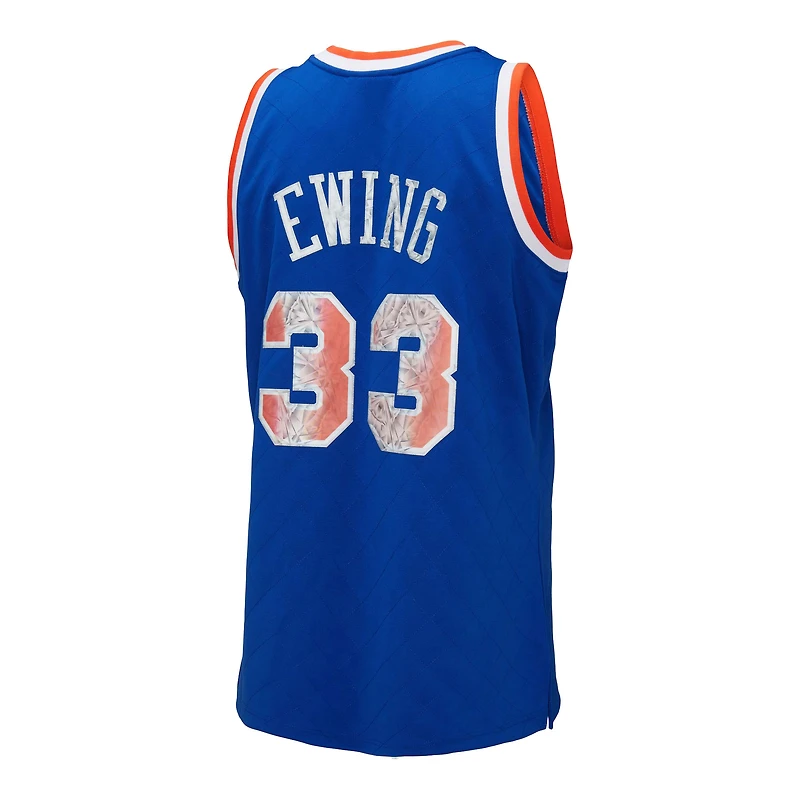 Men's Mitchell & Ness Patrick Ewing Blue New York Knicks 1991/92 Hardwood Classics 75th Anniversary Diamond Swingman - Jersey