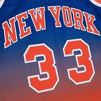 Maillot de joueur Mitchell & Ness Patrick Ewing Orange/Royal New York Knicks 1991/92 Hardwood Classics Fadeaway Swingman pour hommes