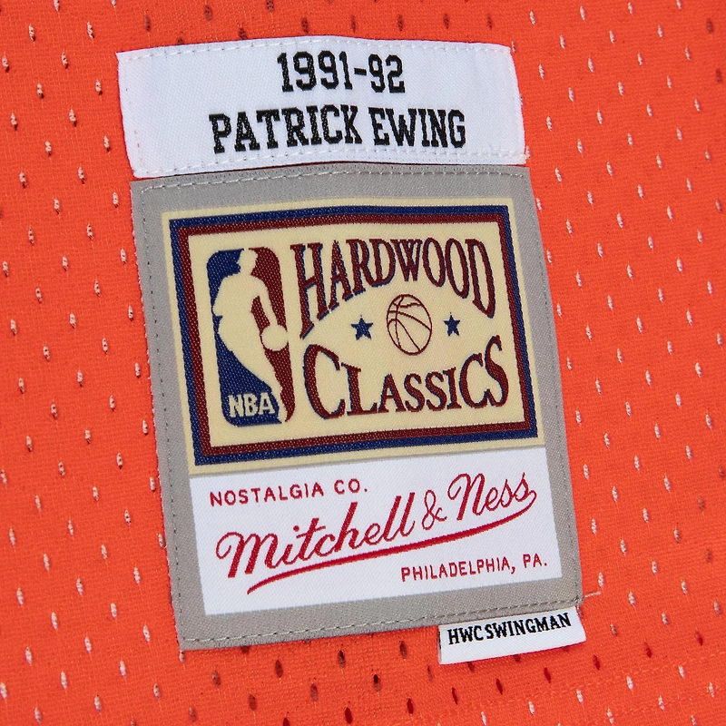 Maillot de joueur Mitchell & Ness Patrick Ewing Orange/Royal New York Knicks 1991/92 Hardwood Classics Fadeaway Swingman pour hommes