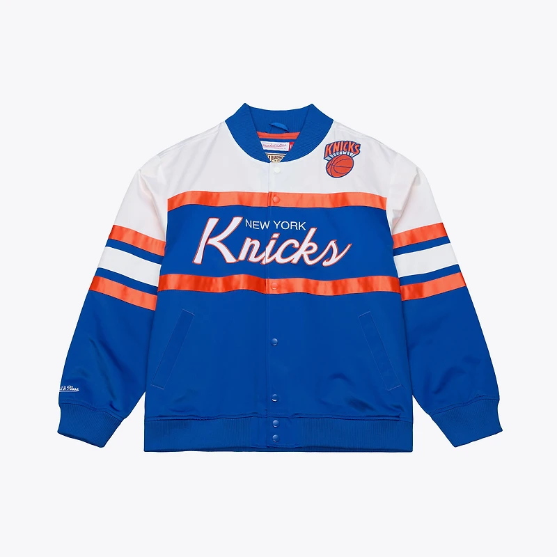 Men's Mitchell & Ness  Royal New York Knicks Hardwood Classics Head Coach Lightweight Satin Full-Snap Jacket
