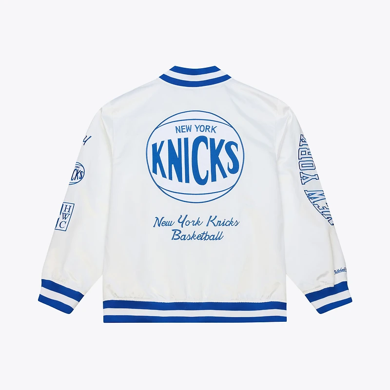 Men's Mitchell & Ness  White New York Knicks Arctic Lightweight Full-Snap Satin Jacket
