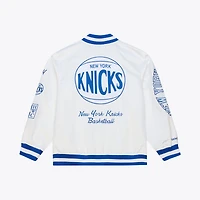 Men's Mitchell & Ness  White New York Knicks Arctic Lightweight Full-Snap Satin Jacket