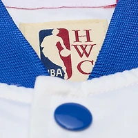 Veste légère en satin à boutons-pression Mitchell & Ness blanche New York Knicks pour homme