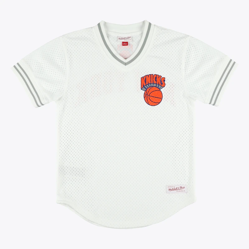 Men's Mitchell & Ness White New York Knicks Hardwood Classics Batting Practice Mesh Jersey T-Shirt