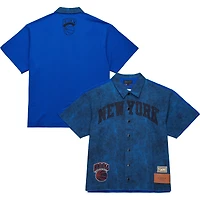 Men's Mitchell & Ness x Purple Brand Navy New York Knicks Button-Up Shooting Shirt