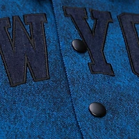 Chemise boutonnée Mitchell & Ness x Purple Brand bleu marine pour homme, motif New York Knicks