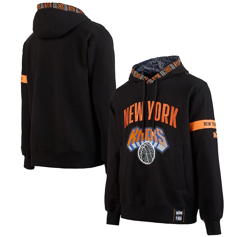Sweat à capuche de qualité supérieure NBA x Two Hype pour homme, collection Culture & Hoops, New York Knicks, noir