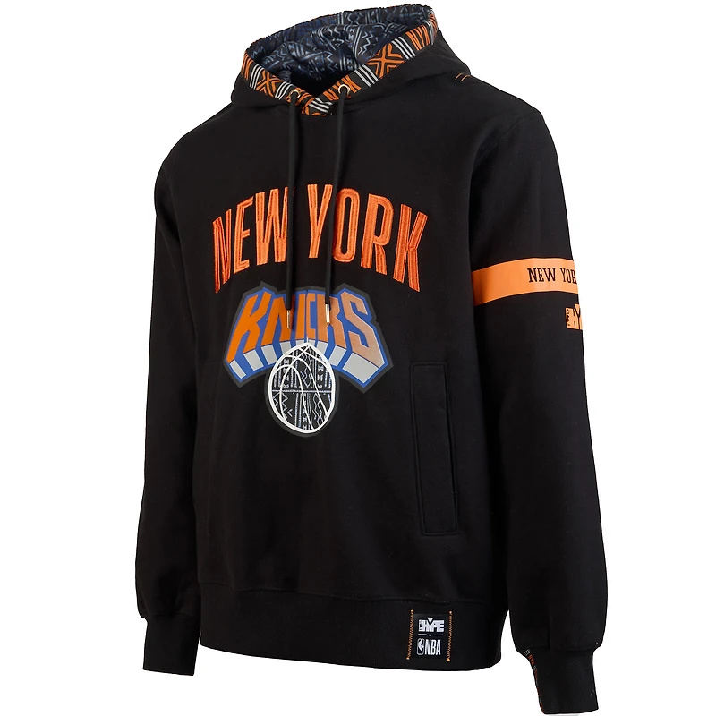 Sweat à capuche de qualité supérieure NBA x Two Hype pour homme, collection Culture & Hoops, New York Knicks, noir