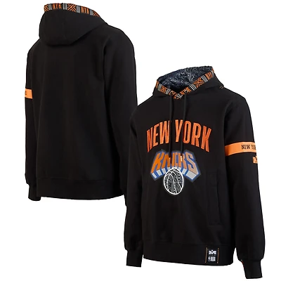 Sweat à capuche de qualité supérieure NBA x Two Hype pour homme, collection Culture & Hoops, New York Knicks, noir