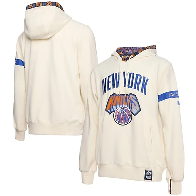 Men's NBA x Two Hype  Cream New York Knicks Culture & Hoops Collection Premium Pullover Hoodie