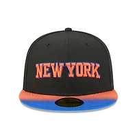 Men's New Era Black/Blue York Knicks Jersey Hook Statement Edition 59FIFTY Fitted Hat