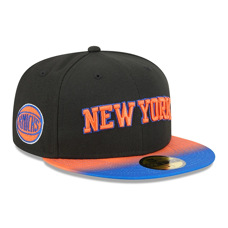 Men's New Era Black/Blue York Knicks Jersey Hook Statement Edition 59FIFTY Fitted Hat