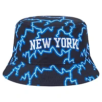Men's New Era Black/Light Blue York Knicks Summer Sun and Storm Reversible Bucket Hat
