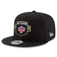 Casquette snapback New Era noire pour homme New York Knicks, réplique du vestiaire des champions NBA 2026