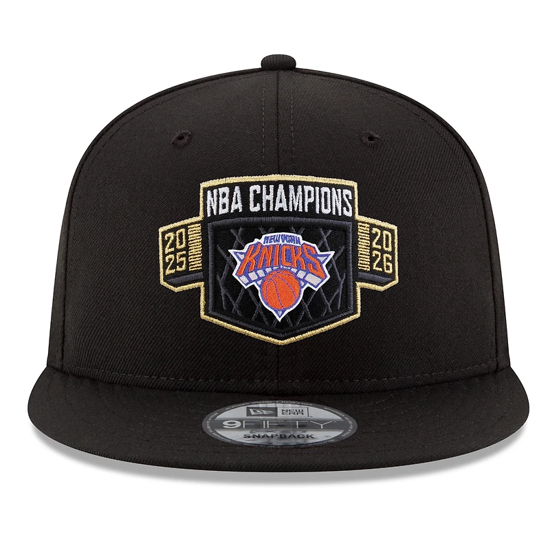 Men's New Era Black New York Knicks 2026 NBA Finals Champions Locker Room Replica 9FIFTY Snapback Hat