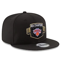 Casquette snapback New Era noire pour homme New York Knicks, réplique du vestiaire des champions NBA 2026