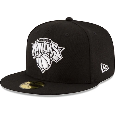 Casquette ajustée New Era 59FIFTY pour homme, logo noir et blanc des York Knicks