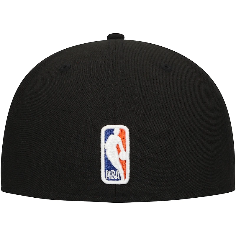 Men's New Era Black York Knicks Blackout Shadow Logo 59FIFTY Fitted Hat