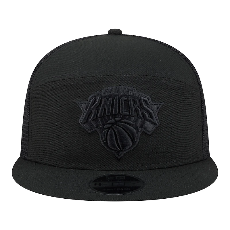 Men's New Era Black New York Knicks Block Split Panel 9FIFTY Snapback Hat