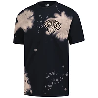 T-shirt oversize New Era noir pour homme, York Knicks, délavé, à bords francs.