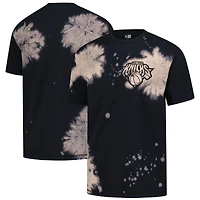 Men's New Era  Black York Knicks Injection Bleached Out Raw Edge Oversized T-Shirt