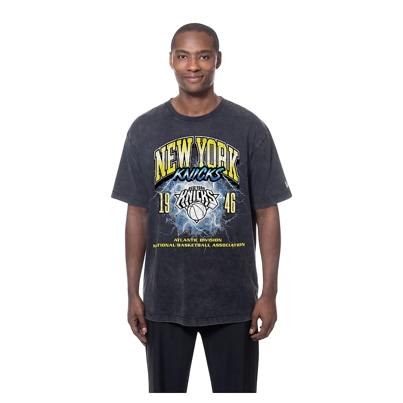 Men's New Era Black York Knicks Lifestyle Capsule Lightning Round Mineral Wash T-Shirt