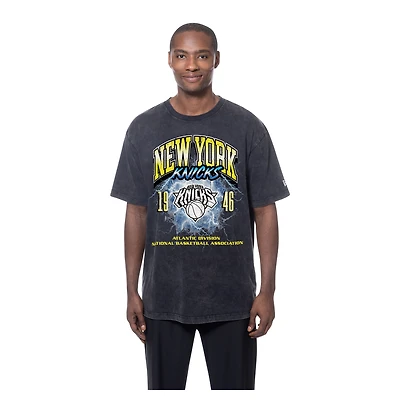 Men's New Era Black York Knicks Lifestyle Capsule Lightning Round Mineral Wash T-Shirt