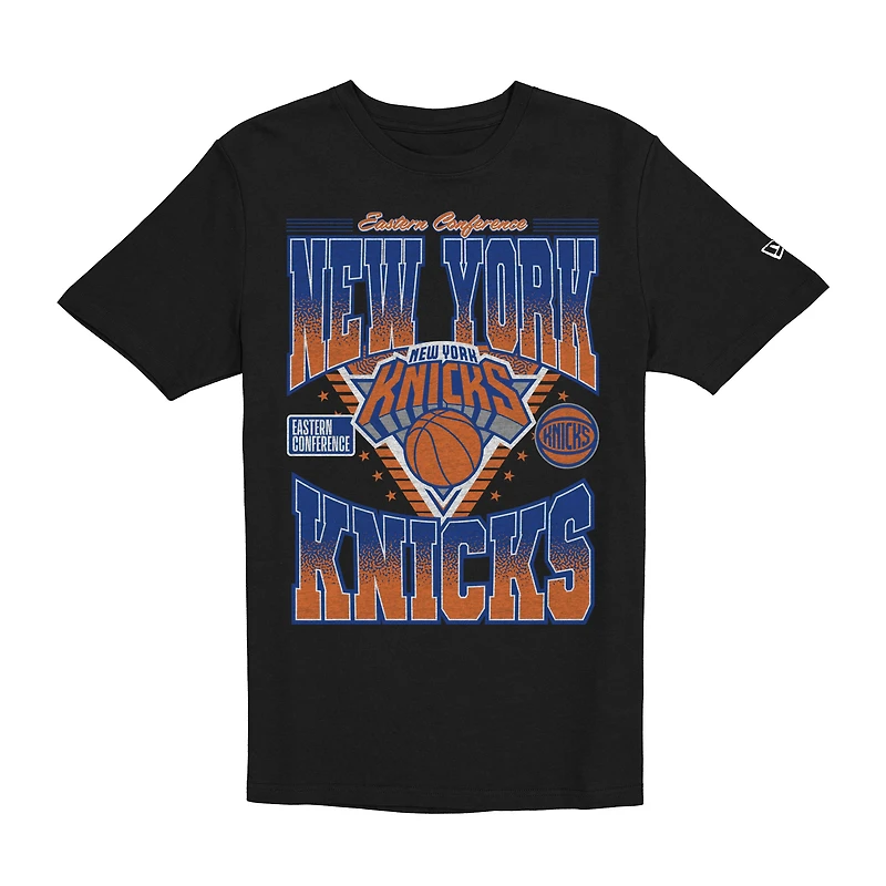 T-shirt New Era noir pour homme, style rétro des Knicks de York