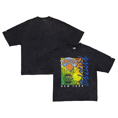 T-shirt délavé aux enzymes Sport Classics New Era pour homme, noir, des York Knicks