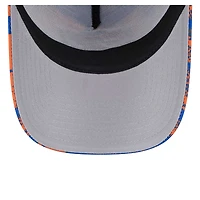 Casquette ajustable New Era New York Knicks Tip Off A-Frame Trucker 9FORTY bleu/orange pour homme