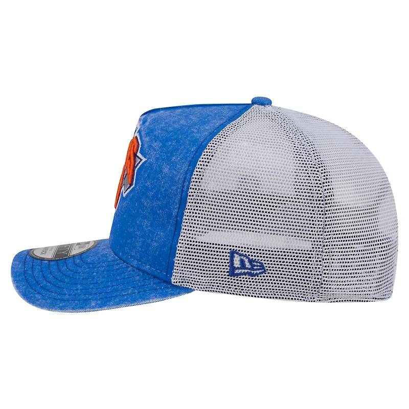 Men's New Era Blue/White New York Knicks Washed Meshback 9FIFTY Adjustable Hat