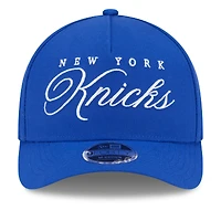 Men's New Era Blue New York Knicks 2025 NBA Draft M-Crown A-Frame 9FORTY Adjustable Hat