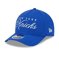 Men's New Era Blue New York Knicks 2025 NBA Draft M-Crown A-Frame 9FORTY Adjustable Hat
