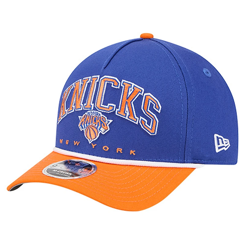 Men's New Era  Blue New York Knicks Bold Arch COOLERA 9FORTY A-Frame M-Crown Adjustable Hat