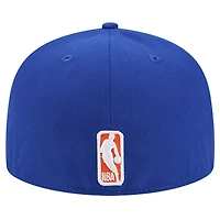 Men's New Era Blue York Knicks Court Sport Leather Applique 59FIFTY Fitted Hat