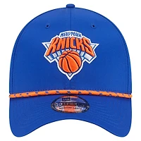 Casquette New Era bleue York Knicks Featherweight Poly Rope Flex 39Thirty pour homme