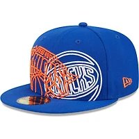 Casquette ajustée 59FIFTY bleue New Era pour hommes des York Knicks Game Day Hollow Logo Mashup