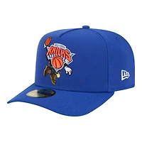 Casquette ajustée New Era 59FIFTY bleue pour homme, logo York Knicks Injection Cartoon, style A-Frame
