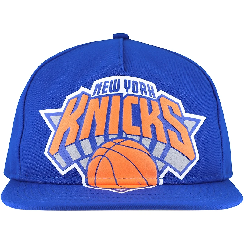 Casquette Snapback surdimensionnée bleue avec logo imprimé Puff des New York Knicks New Era pour hommes