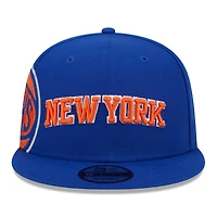 Casquette Snapback 9FIFTY bleue avec logo latéral des New York Knicks New Era pour homme